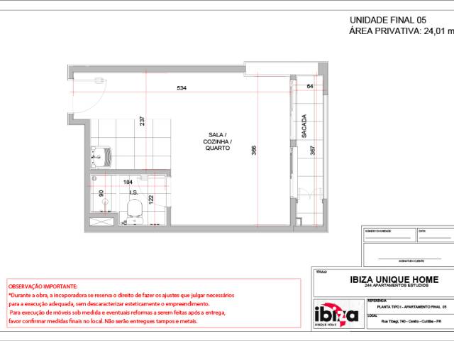 #AP573 - Studio para Venda em Curitiba - PR - 2